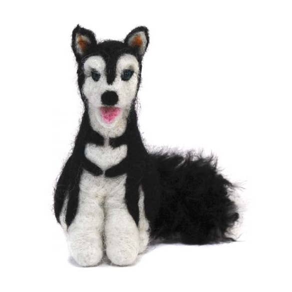 Husky Hund - Handgefilzte Alpaka-Skulptur für den Großhandel von Lanart Alpaca