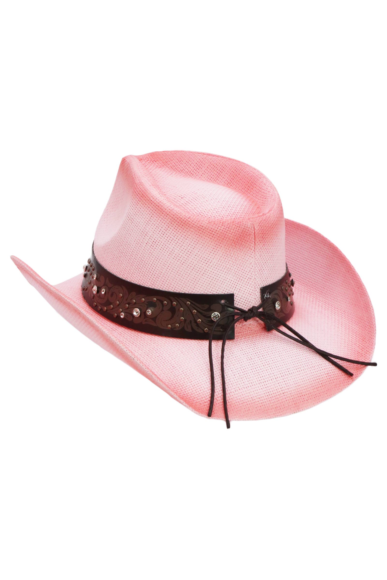 Cap Zone - Wholesale Cowboy Hat - Unisex - Heart Bling Rhinestone Belt Ombre Straw Cowboy Hat12