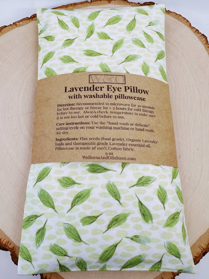 Lavendel øjenpude med vaskbart betræk - Hvide grønne kronblade for engroshandel hos Wellness & Oils