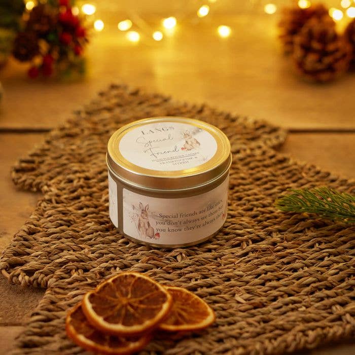 Xmas Soy Candle Tin Friend Frankincense & Myrrh Hand Poured for wholesale by Langs