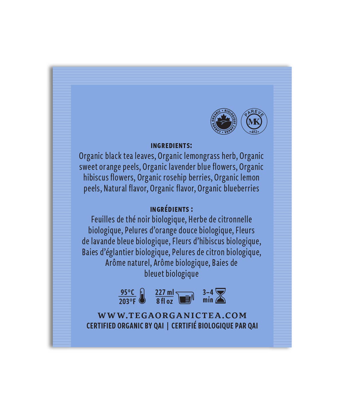 Tega Organic Tea - Wholesale Food Gift Basket - Blueberry Lavender Organic Black Tea | Canada | 10 Tea Bags6