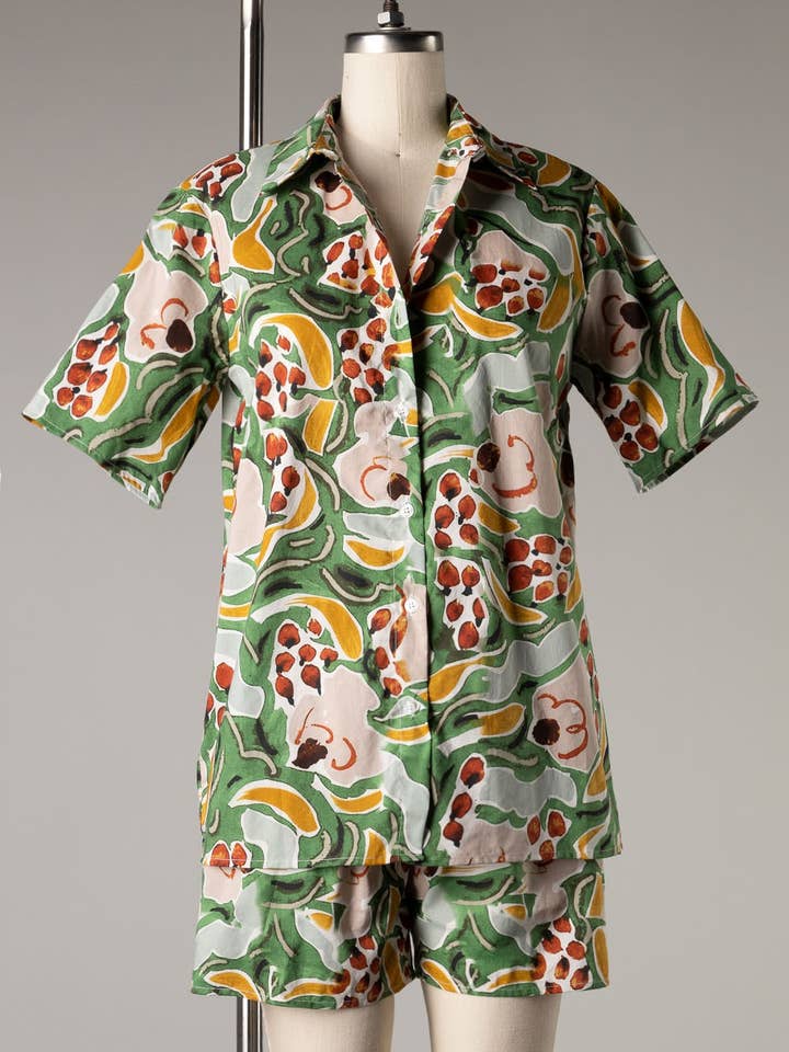 I-FS270SET-3 - Tropical Short Sleeve Top and Shorts set for wholesale by Fascination by Intrend