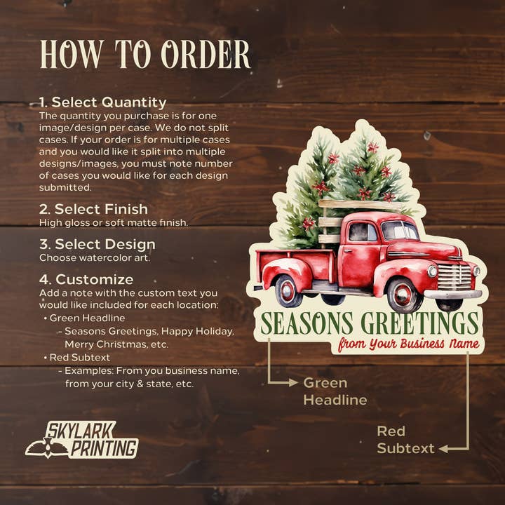 Skylark Printing - Wholesale Sticker - Christmas Watercolor Souvenir Sticker with Custom Text6