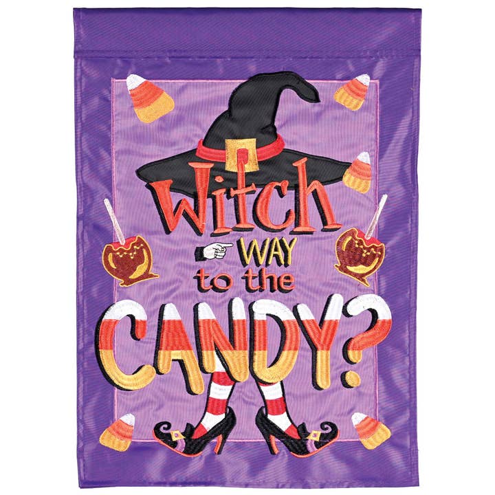 Garden Flag Purple Witch Way To The Candy for wholesale by Magnolia