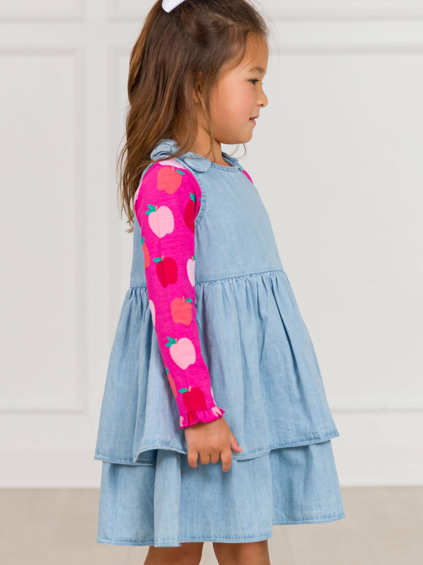 Pink Girls Apple of My Eye Knit Long Sleeve Ruffle Sleeve Top for wholesale on Faire6