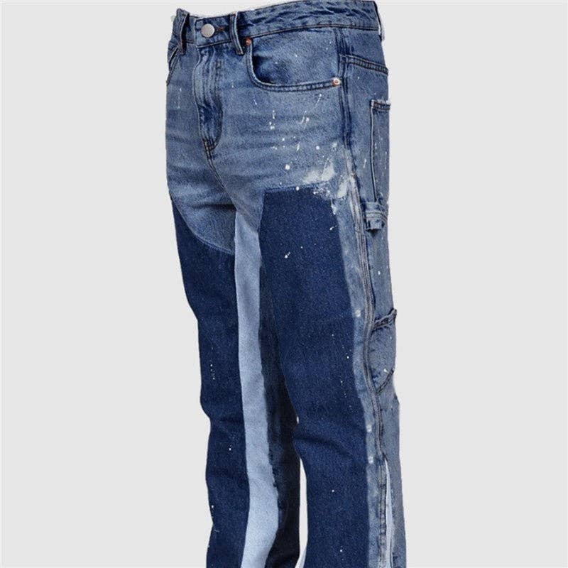 FurDecoration – calças de ganga - Homem por atacado – Calças jeans flare masculinas com patches adesivos3
