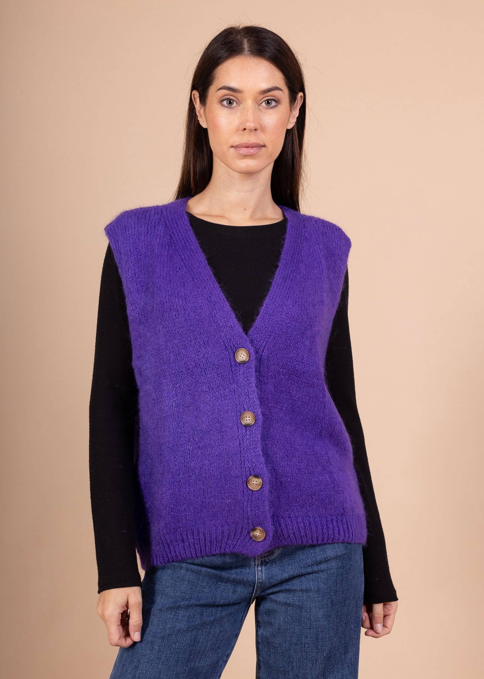 LINEN & COTTON HOUSE - Wholesale Sweater Vest - Women's - Sleeveless sweater with buttons 507143