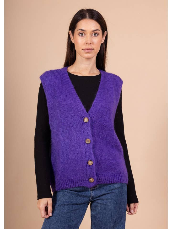 LINEN & COTTON HOUSE - Wholesale Sweater Vest - Women's - Sleeveless sweater with buttons 507143