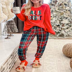 Super Bowl Green Plaid Family Christmas Pajama Set - Family Christmas  Pajamas By Jenny