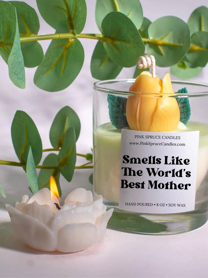 Mothers Day Candle - Hand poured with custom flower colors for wholesale by Pink Spruce