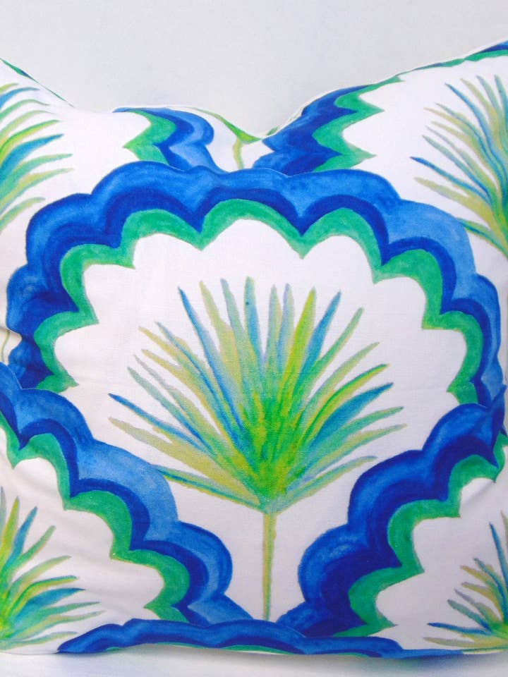 Limited Edition Lace Fronds Blue/Green Pillow Cover Welt for wholesale by Lowcountry Linens