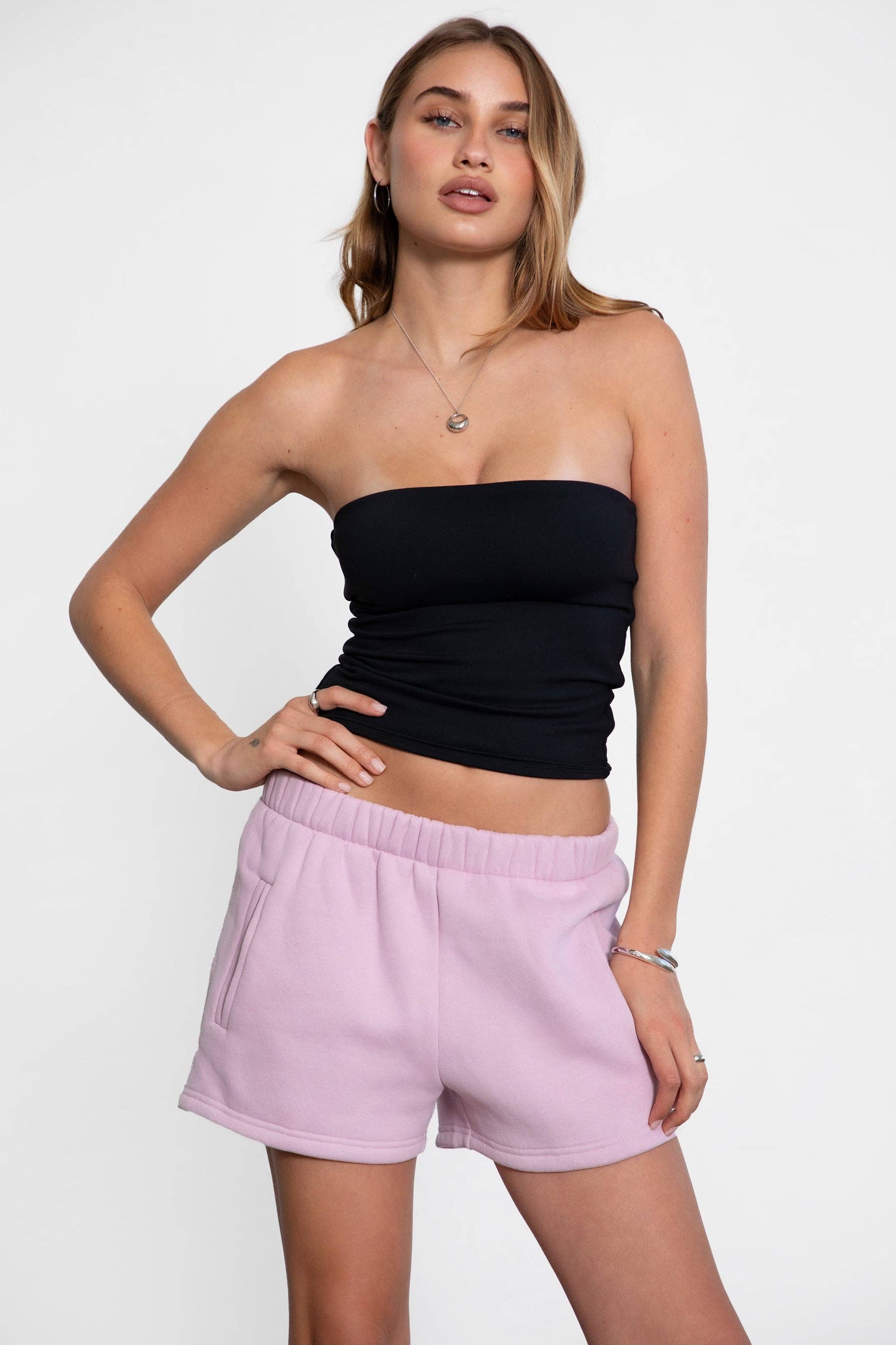 TICTOC - Wholesale Lounge Shorts - Women's - MOMO Plush Fleece Lounge High Waist Fleece Shorts34