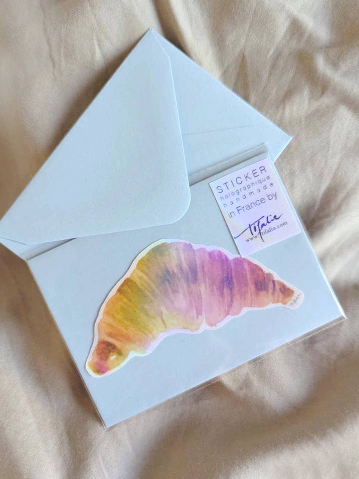 Holographic sticker "Croissant" for wholesale by Tifalia