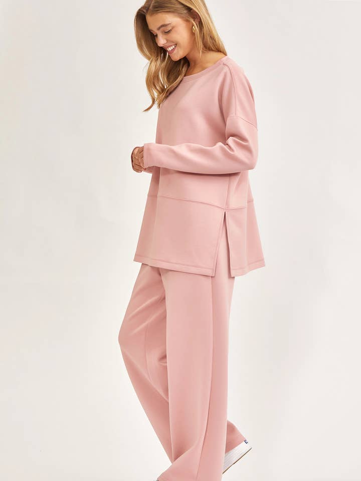 Dear Scarlett - Wholesale Lounge Set - Women's - PLUS SIZE Tunic Top + Straight Pants Travel Modal Set