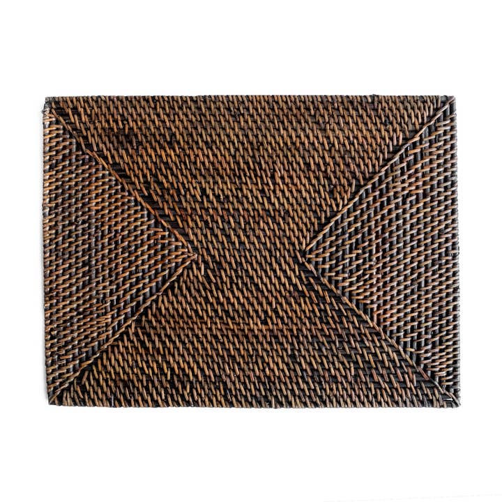 Rectangular Rattan Placemat Wicker Charger Plate (Dark Brown for wholesale by Bali Harvest
