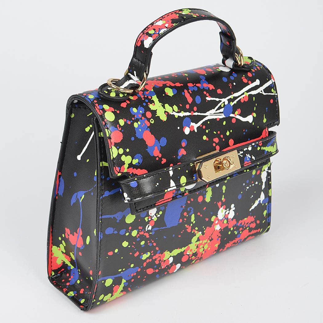 Multicolor Splatter Paint Faux Leather Crossbody Bag for wholesale on Faire3
