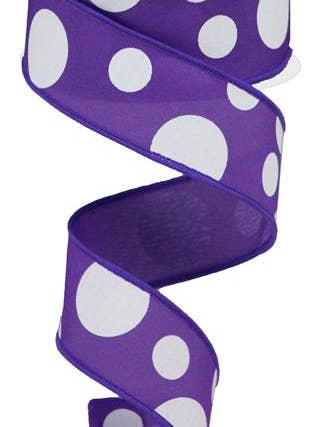1.5"X10YD GIANT THREE SIZE DOT - PURPLE AND WHITE - RGB114723 for wholesale by General Wholesale Inc