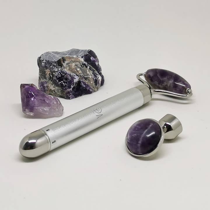 Super Detox & Purifying Amethyst 2-1 Facial Electric Roller for wholesale by YA BEAUTY