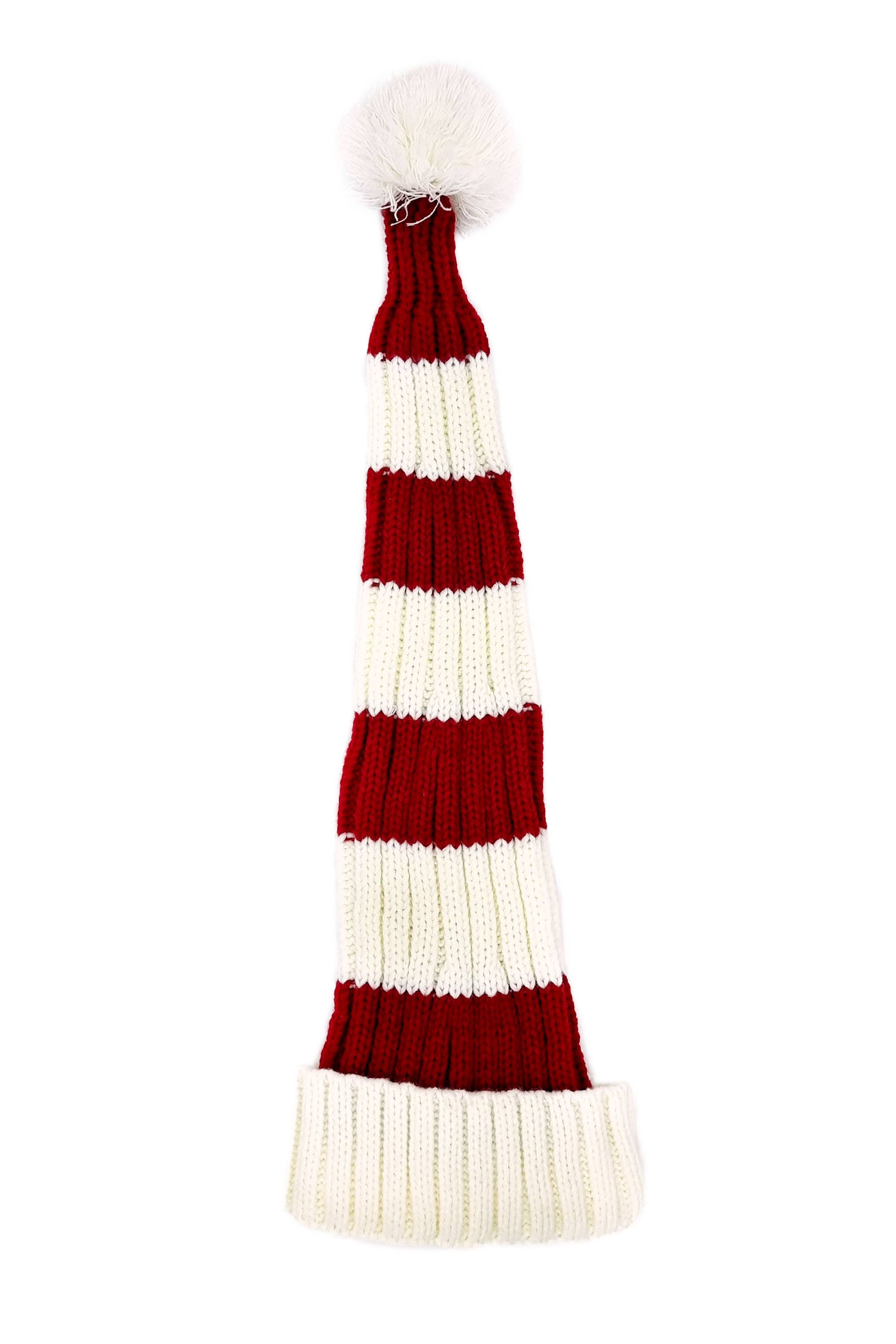 Snazzy Santa – wholesale Beanie – Unisex – Coarse Knitted Santa Hat - White and Red Stripes2