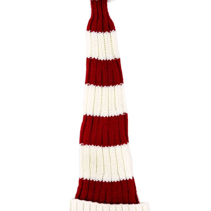 Snazzy Santa – wholesale Beanie – Unisex – Coarse Knitted Santa Hat - White and Red Stripes2