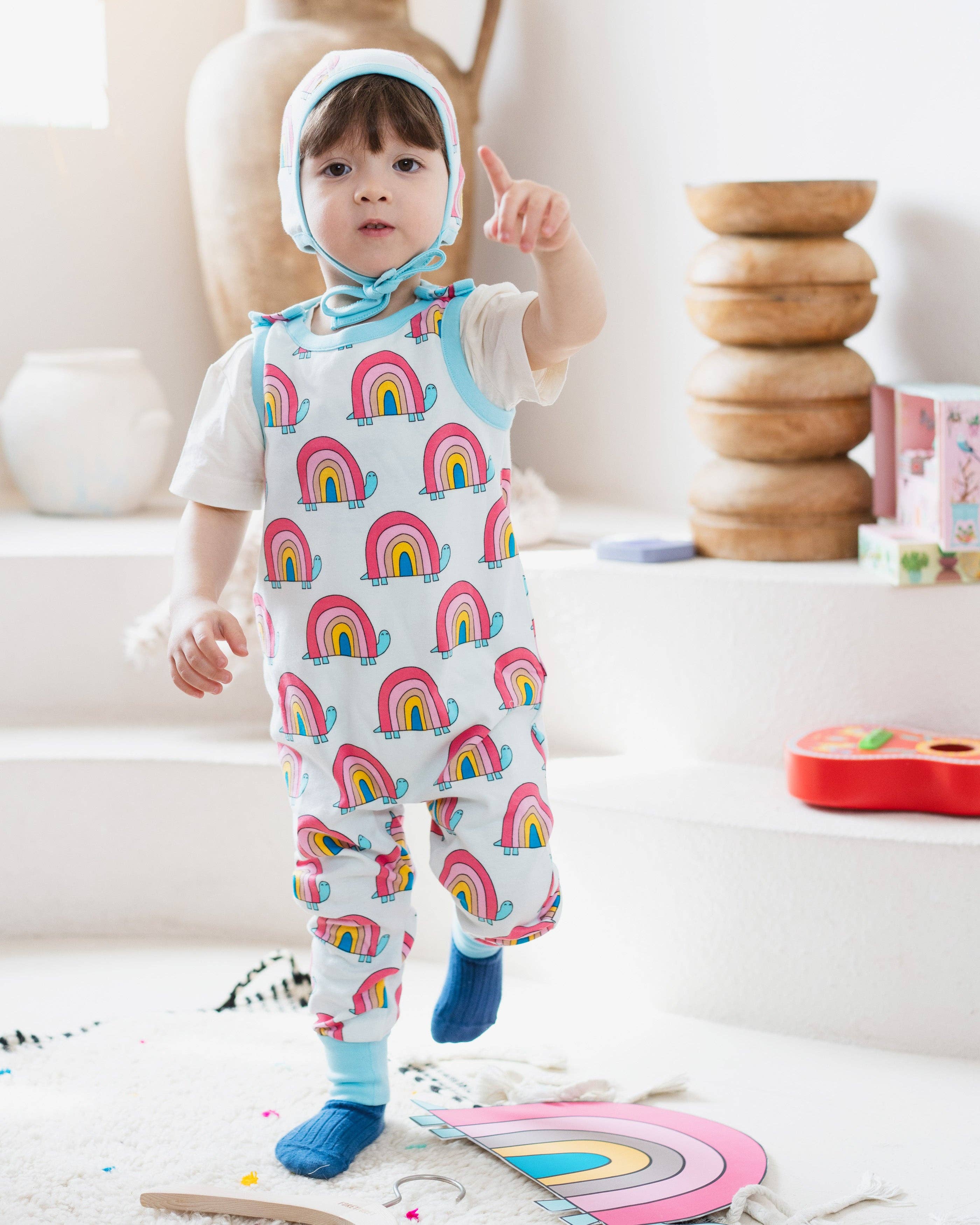 Ameelo - Vente Barboteuse – bébé - Salopette Billie en coton biologique - Tortue arc-en-ciel5
