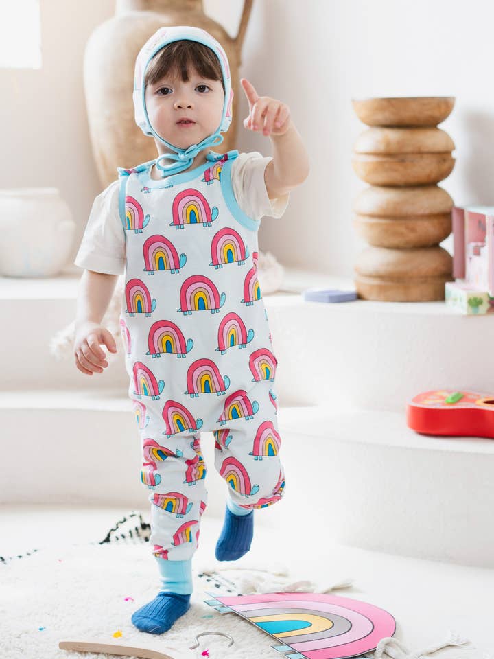 Ameelo - Vente Barboteuse – bébé - Salopette Billie en coton biologique - Tortue arc-en-ciel5