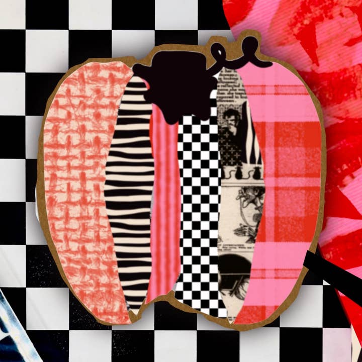 boo x stitched kraft pumpkin 2.5" kraft sticker paper die cut for wholesale by Theoretikal Design Company