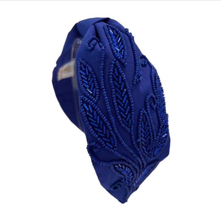 The Roaring 1920s Royal Feather Beaded Headband for wholesale by Brooke Shade