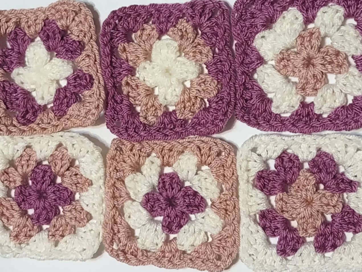 Clover Garden Crafts - Wholesale Coasters - Granny Square Trucker Hat Appliques Blues, Pinks and Greens3