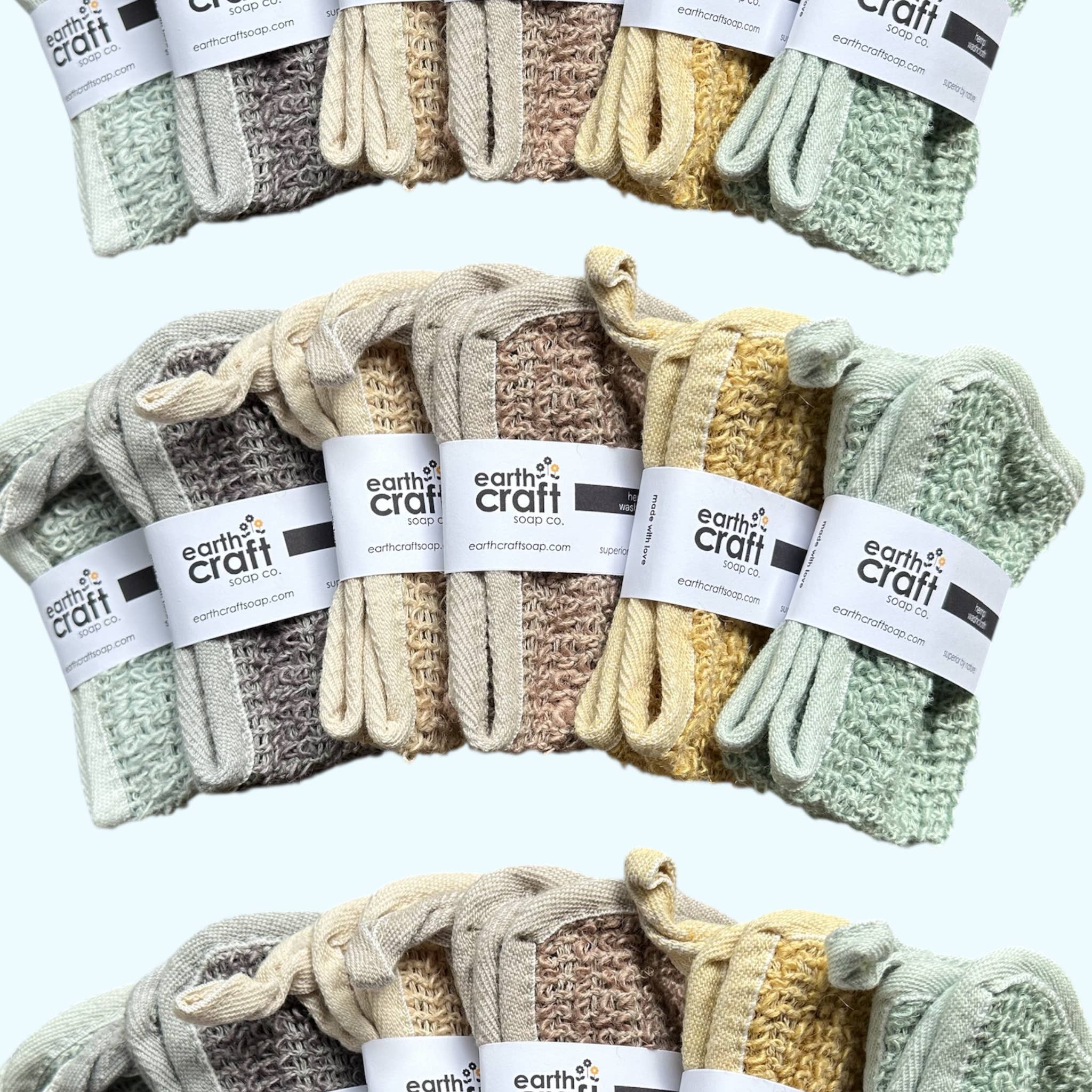 Earthcraft Home Co - Wholesale Wash Cloth - Earthtone Set of 6 Hand-Dyed Hemp Exfoliating Washcloths 2
