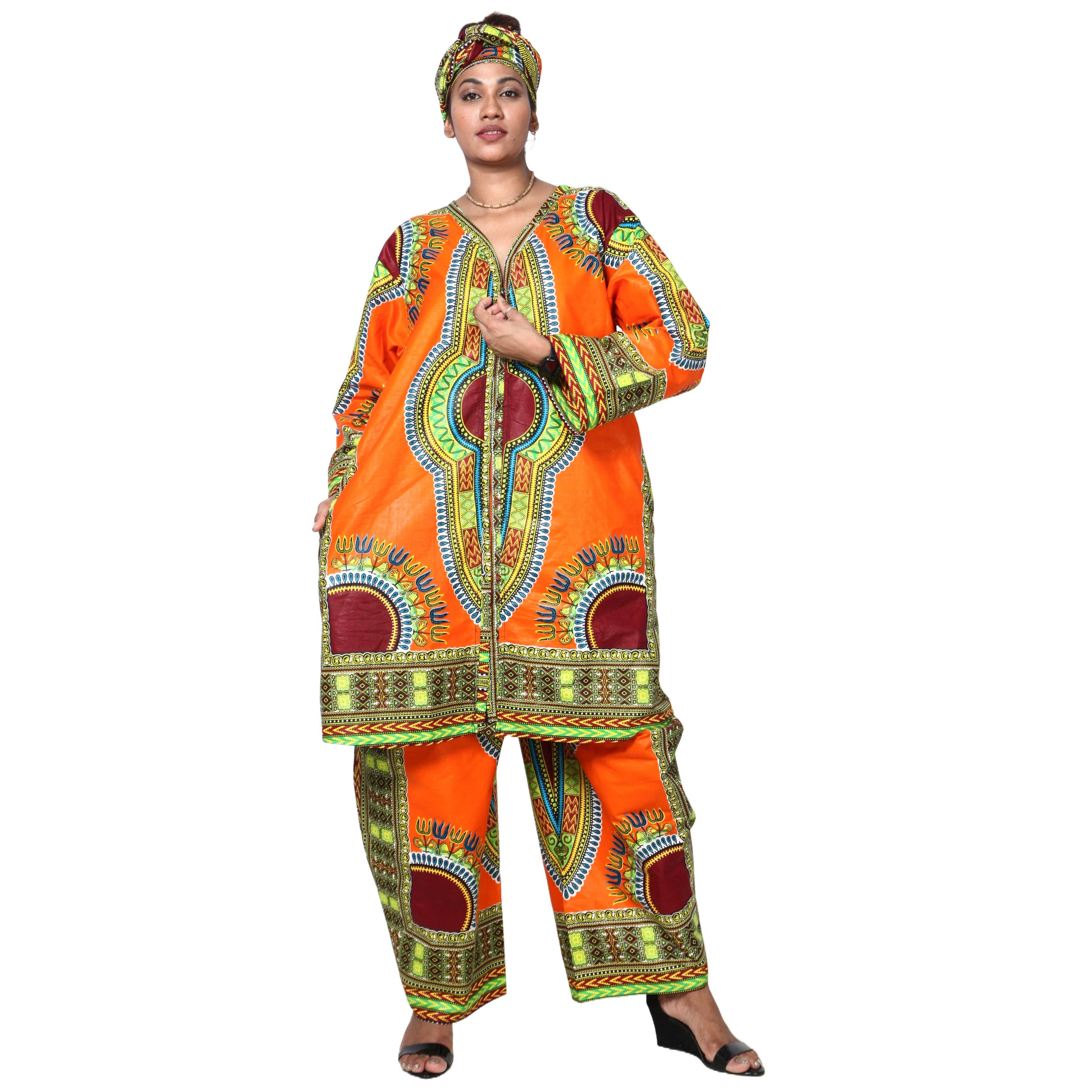 African Stars - Wholesale Top & Pant Set (NOT Loungewear) - Women's - Women's Dashiki Tunic Top and Matching Pants Set -- FI-404922