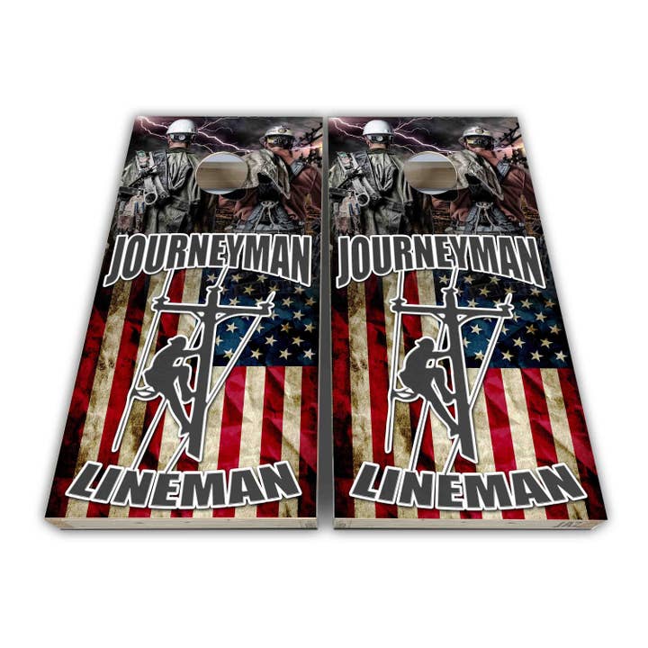 Lineman Journeyman Cornhole Wraps - Cornhole Wraps - Cornhole Skins - Vinil Wrap - Conjunto Laminado por atacado de Cornhole Stop, LLC
