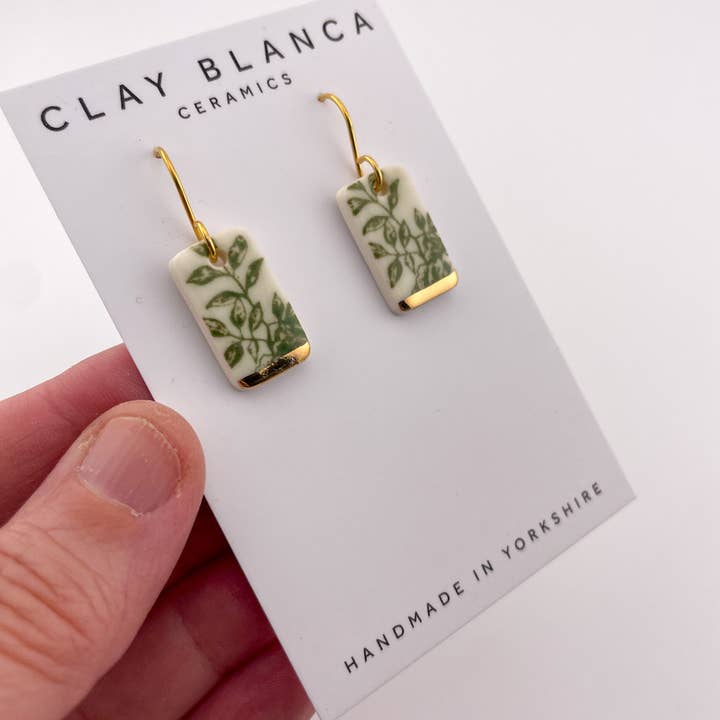Clay Blanca - Wholesale Dangle Earrings - Green China Short Rectangle Dangle earrings (Options)