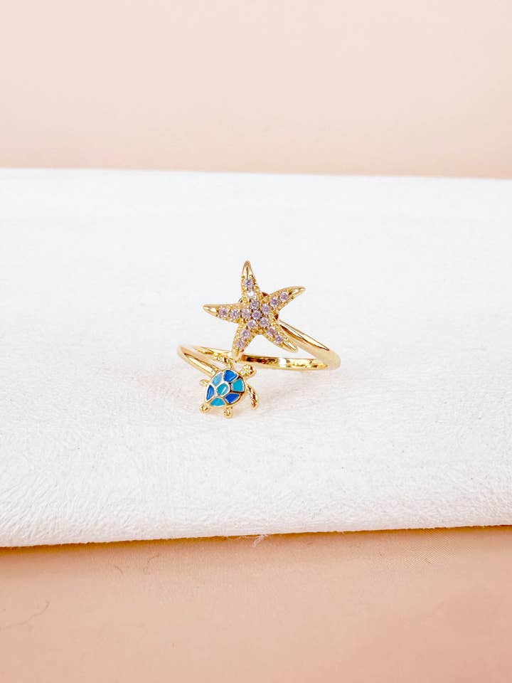 Star turtle anti-stress ring for wholesale by D Bijoux