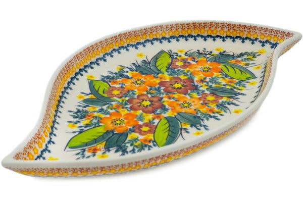 Polmedia Polish Pottery - Wholesale Platter - Platter 14" Sunset Meadow Theme UNIKAT0