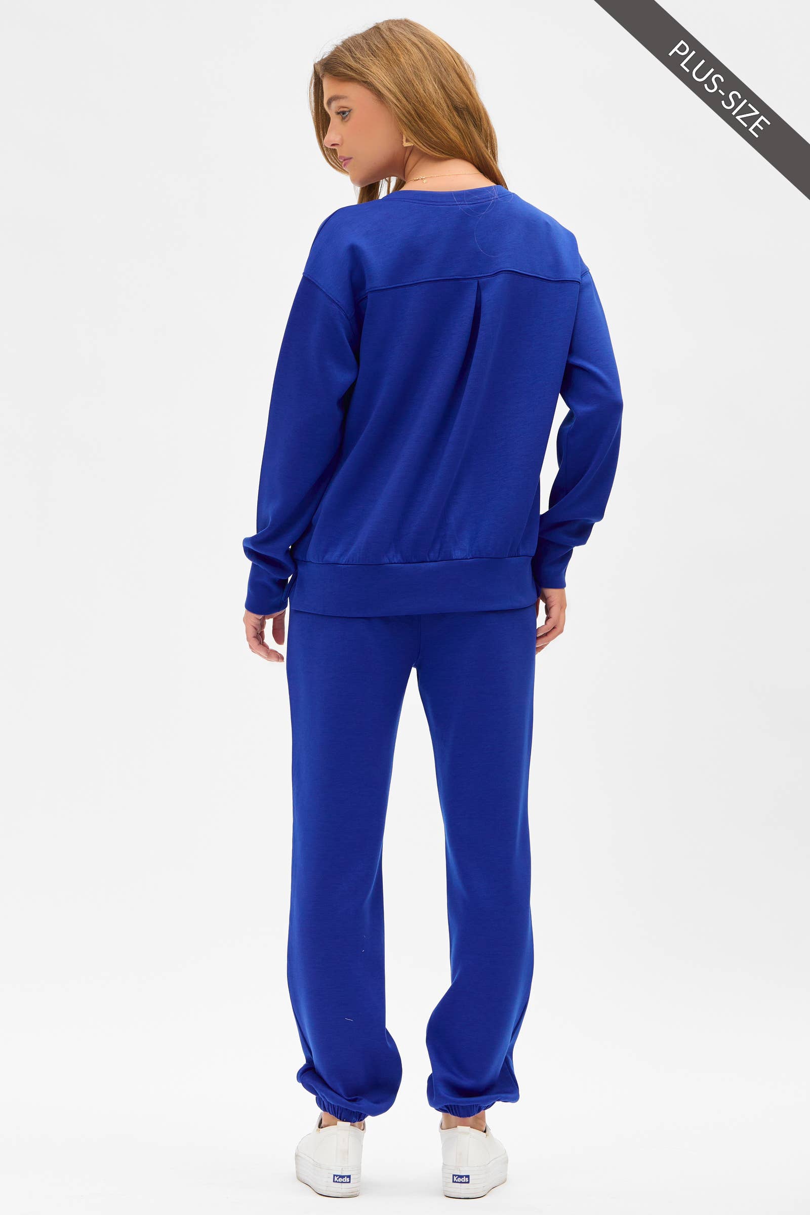 Dear Scarlett - Wholesale Lounge Set - Women's - PLUS SIZE Crew Neck Pullover + Jogger Set TRVSET-MALIBUP11