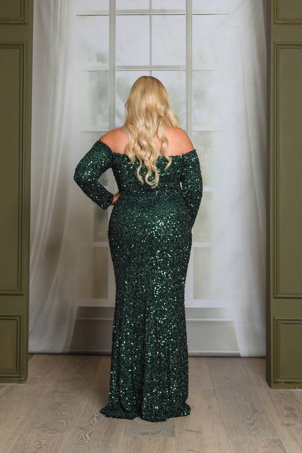 RICARICA INC. - Wholesale Gown - Women's - P1641P9-PLUS SIZE LONG SLEEVE OFF SHOULDER MAXI DRESS 19