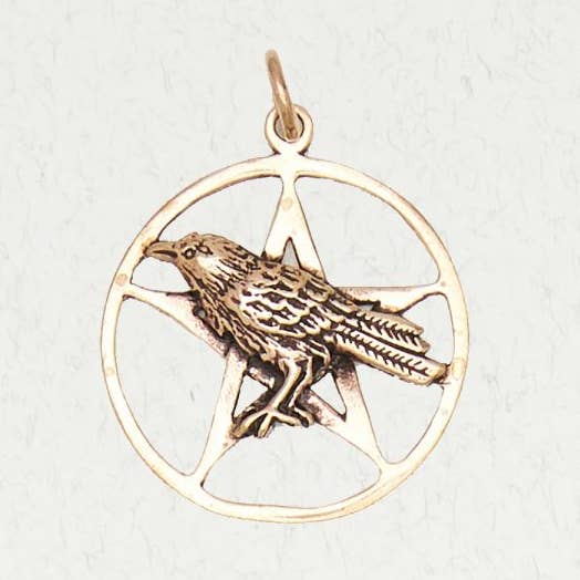 Wicca Bronzen Hanger Ketting - Pentakel van de Raaf voor wholesale door Nirvana LLC