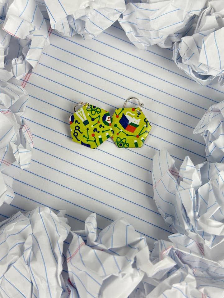 Mathy Science upcycled earrings for wholesale by Not Nice