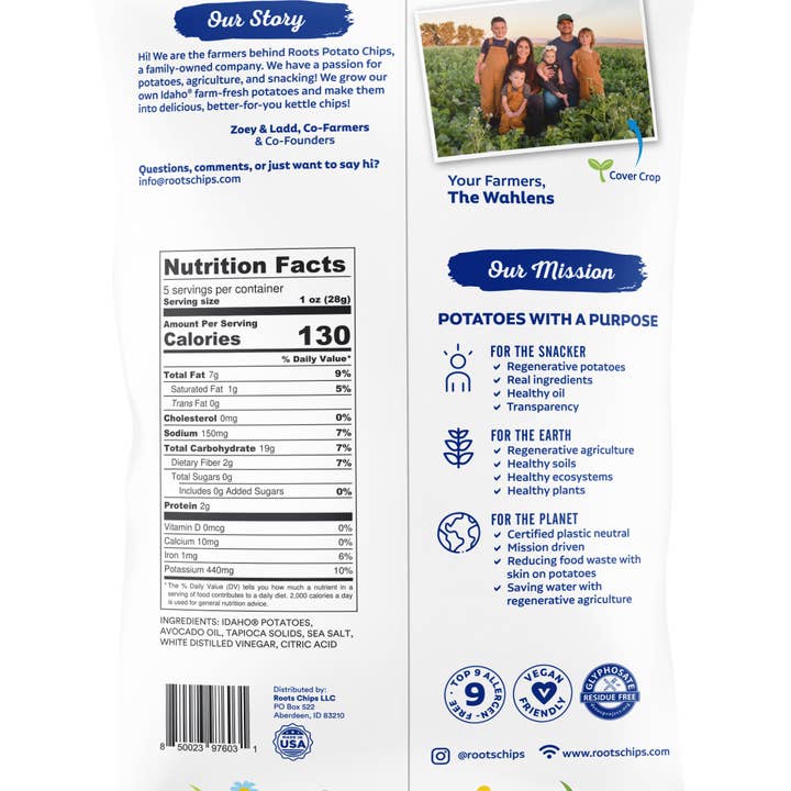 Roots Potato Chips - Wholesale Chips - Sea Salt & Vinegar Kettle Potato Chips 12/5oz Bags1