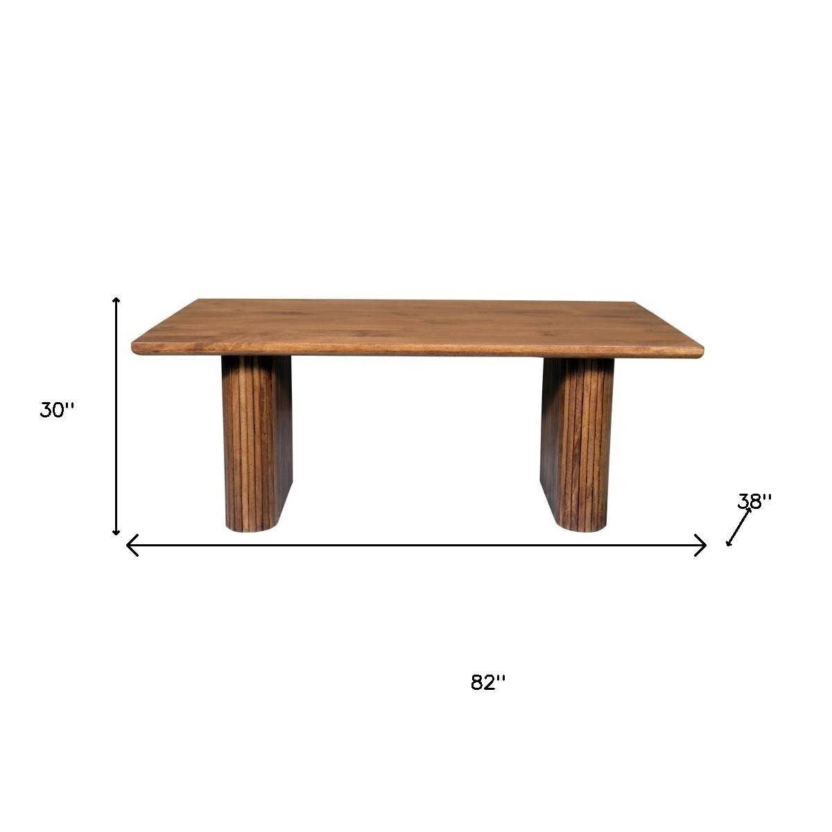 HomeRoots - Wholesale Console Table - 82" Brown Wood Double Pedestal Base Dining Table2