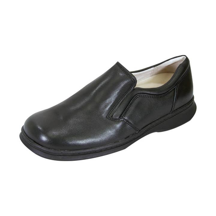 24 HOUR COMFORT Jason Men's Wide Width Leather Slip-On Shoes for wholesale by FazPaz