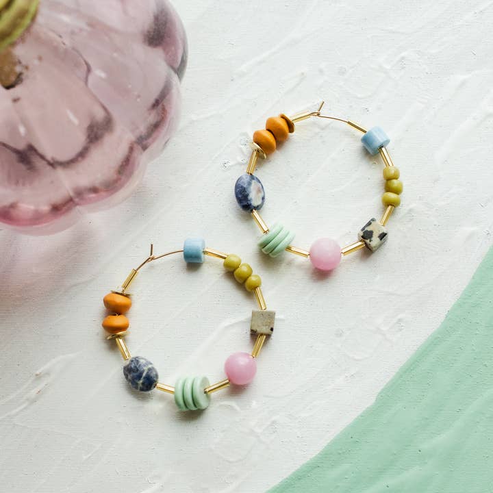 Jill Makes - Wholesale Hoop Earrings - Colorful Beaded Hoop Earings