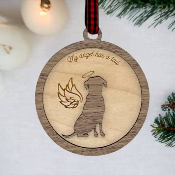 Woodlander Workshop - Wholesale Ornament - My Angel Has A Tail Christmas Holiday Ornament