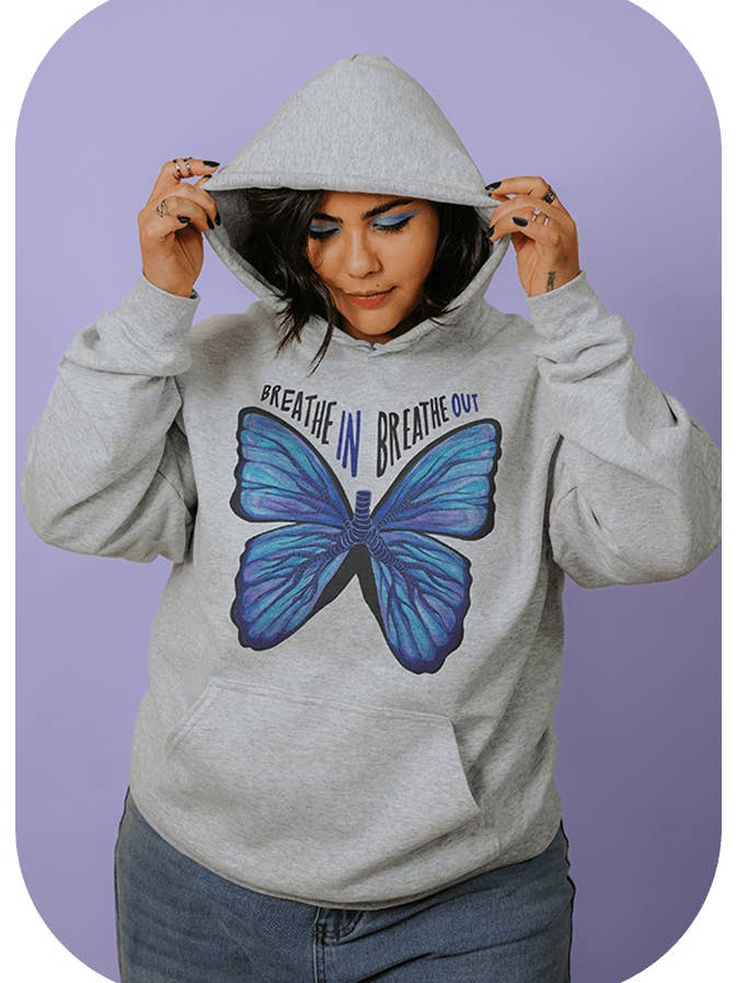 Breathe In, Breathe Out (Butterfly) - Hoodie for wholesale by Self-Care Is For Everyone
