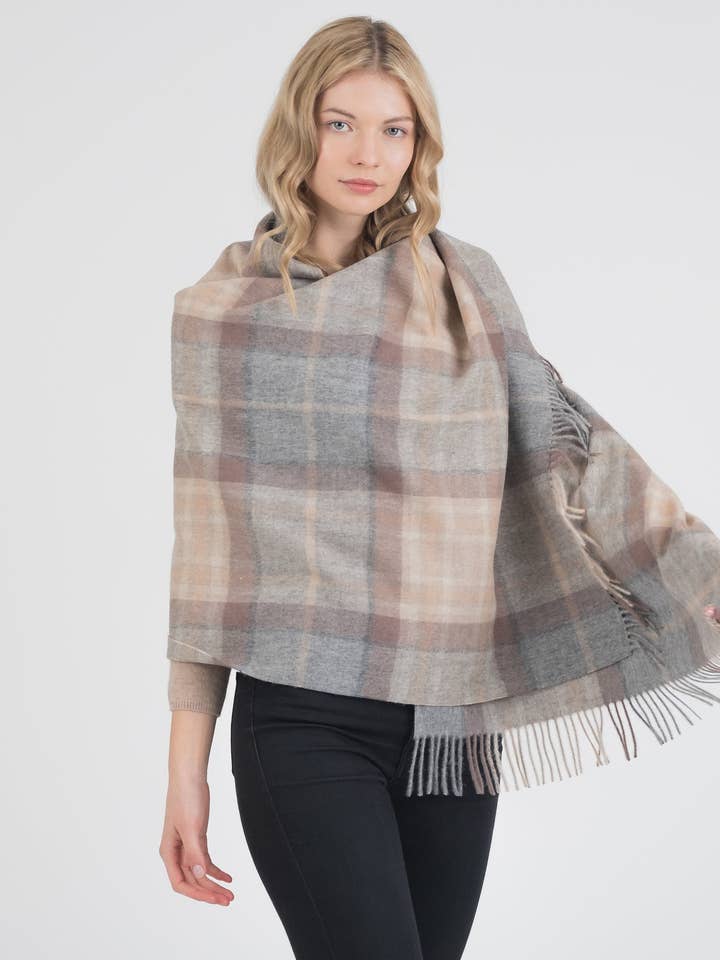 Heritage Tartan Lambswool Stole - Mackellar Natural for wholesale by Kiltane