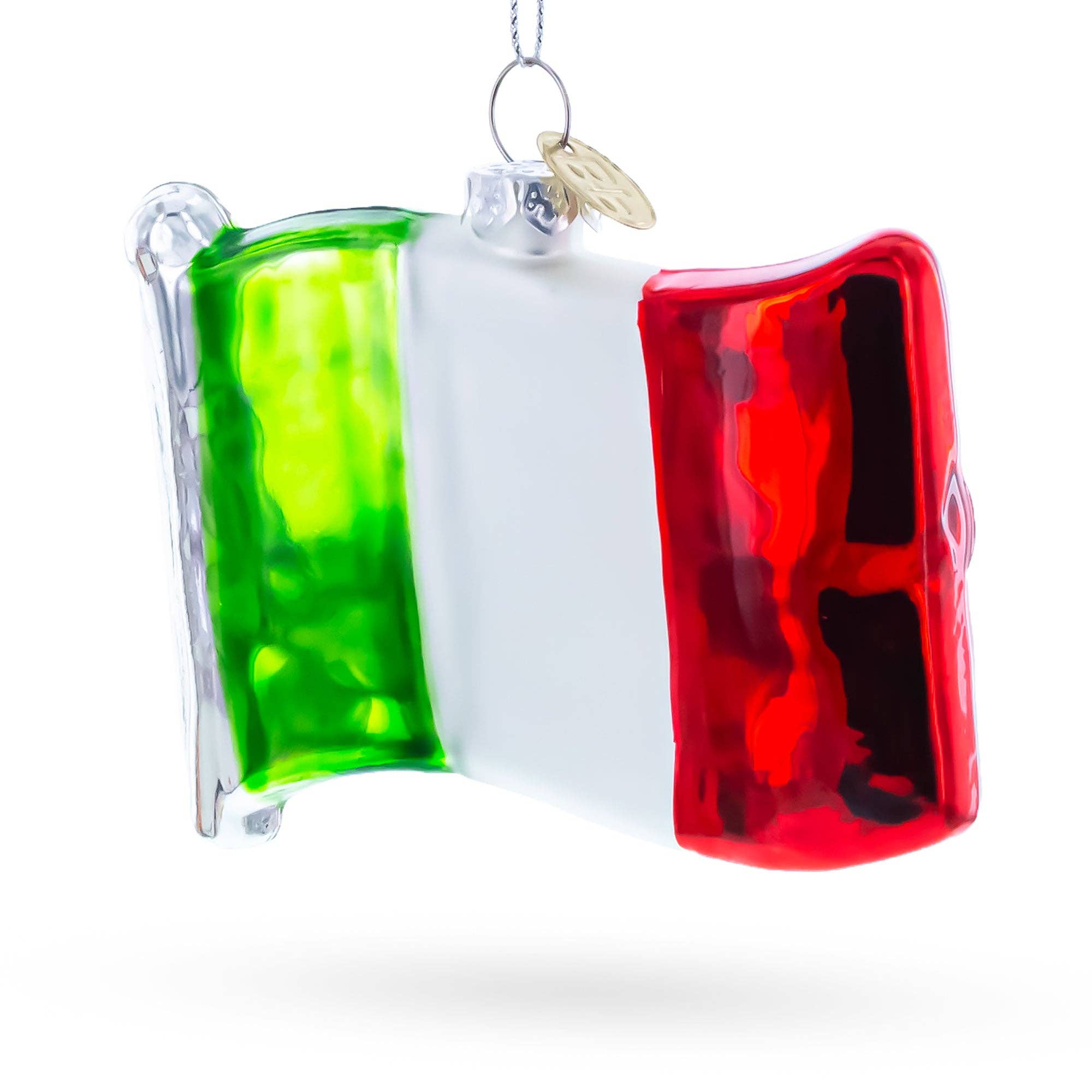 BestPysanky - Wholesale Ornament - Waving Flag of Italy Glass Christmas Ornament0