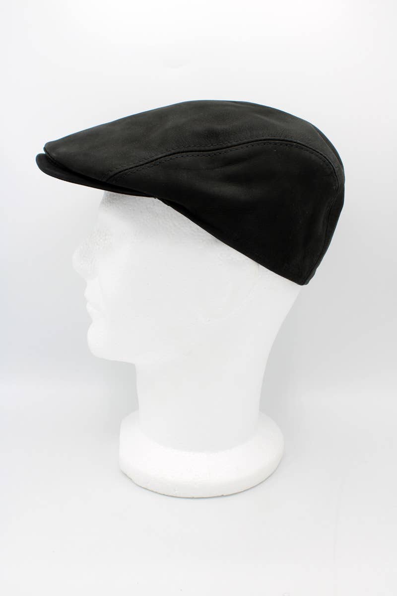 Hologramme Paris – wholesale News boy/school boy hat – Men's – 18258 Leather Cap - Black1