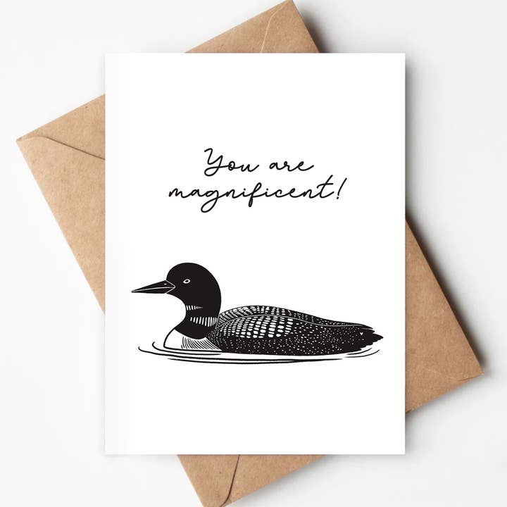 Magnifique Plongeon Carte Écologique Amour Merci Nature pour la vente par Jenna's Doodles