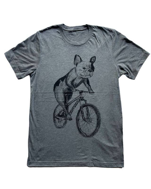 Dark Cycle Clothing - Wholesale Screen Printed T-Shirt - Men's - French Bulldog on A Bicycle Men's/Unisex Shirt3